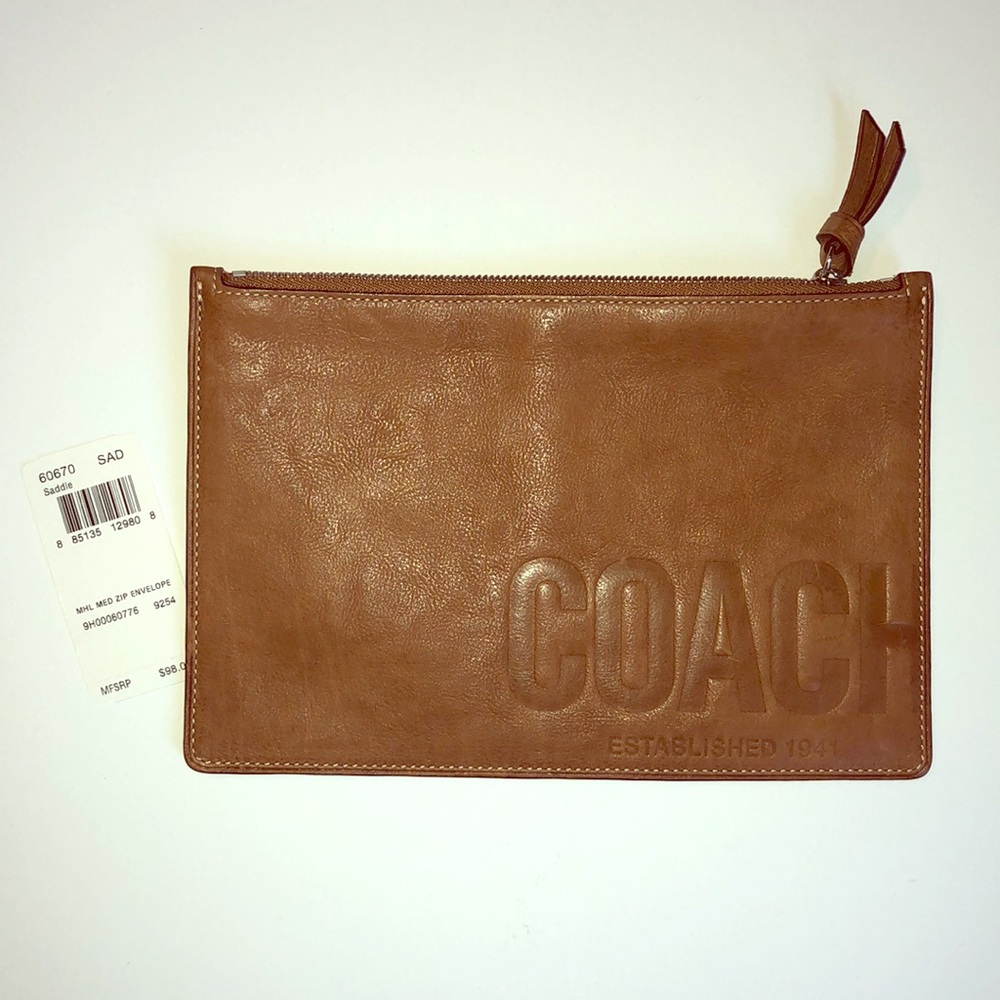 Coach Zip Envelope Wallet Saddle Color Distressed